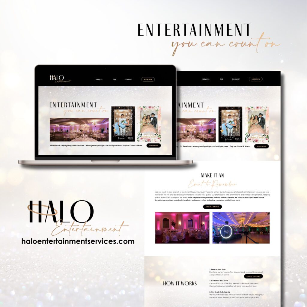 HALO Entertainment Services by Hillary Ramos responsive website mockup by Jeanine Kelley Design