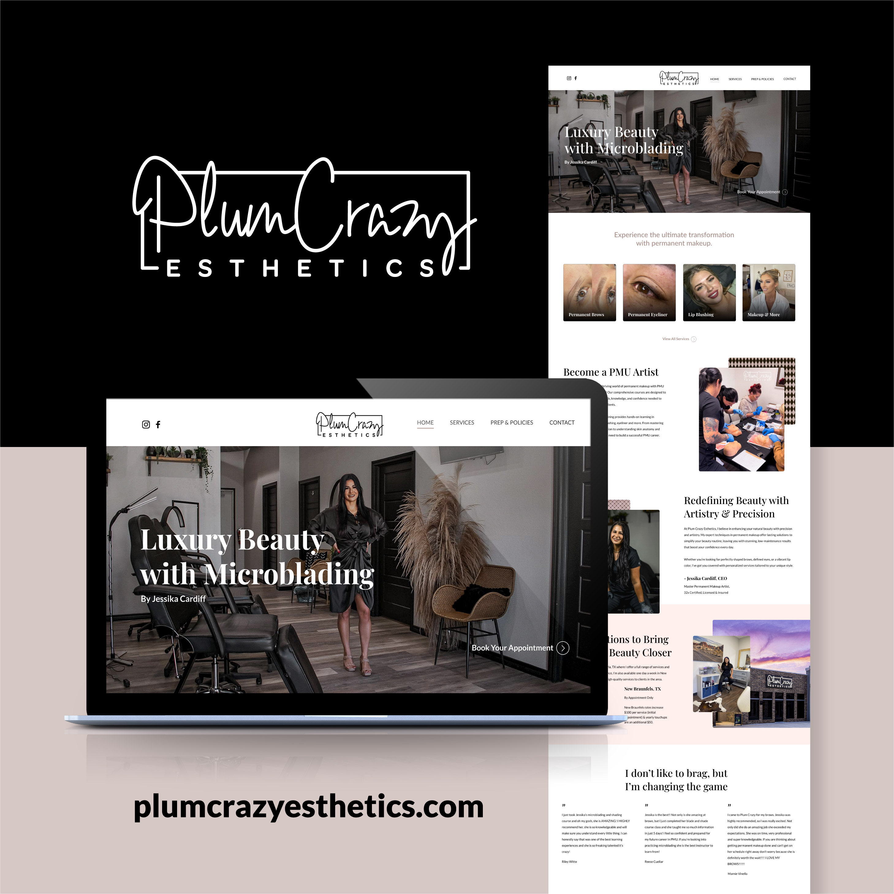 Plum Crazy Esthethics brand mockup by Jeanine Kelley Design by Jeanine Kelley Design