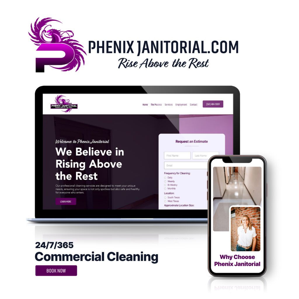 Phenix Janitorial responsive website mockup by Jeanine Kelley Design